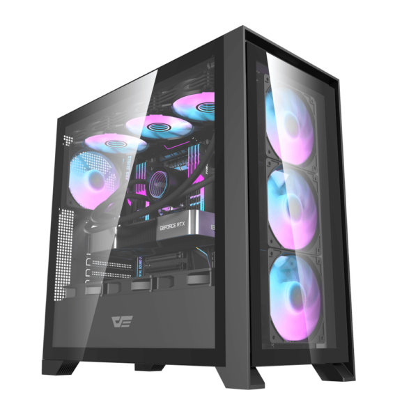 Dark Flash DRX90 Glass Black  ATX case with 4 ARGB fans pre-installed