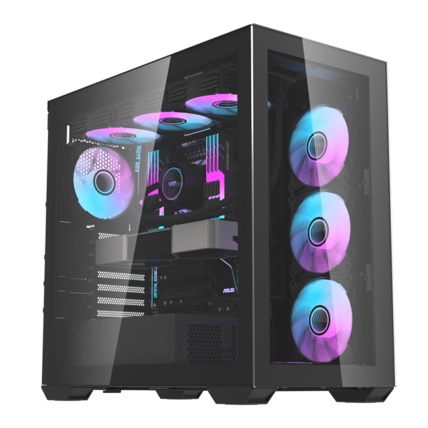 DLX4000 Glass Black E-ATX (case only) can include up to 9 ARGB fans