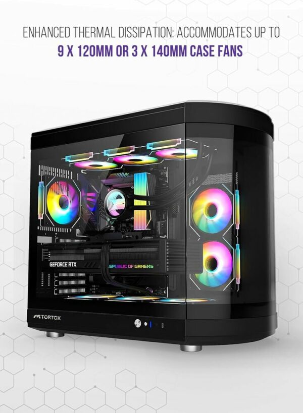 TORTOX VIDRIO ATX CASE WITH 6 ARGB FANS BLACK - Image 2