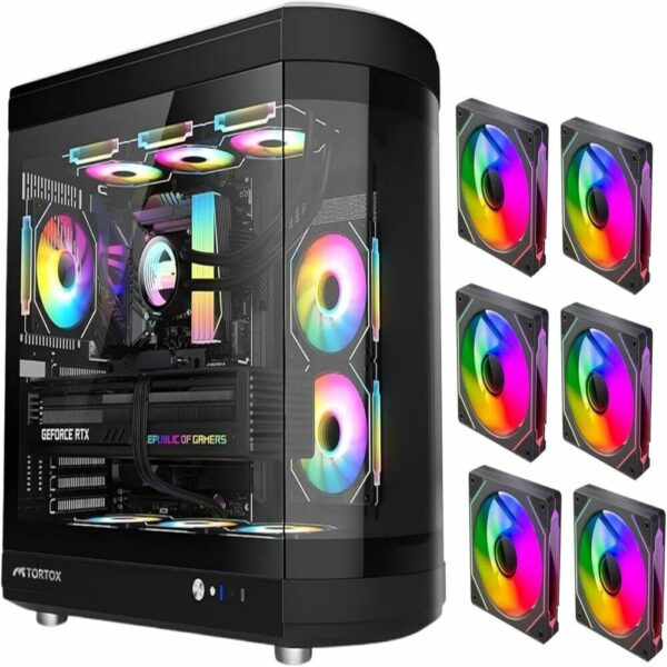 TORTOX VIDRIO ATX CASE WITH 6 ARGB FANS BLACK