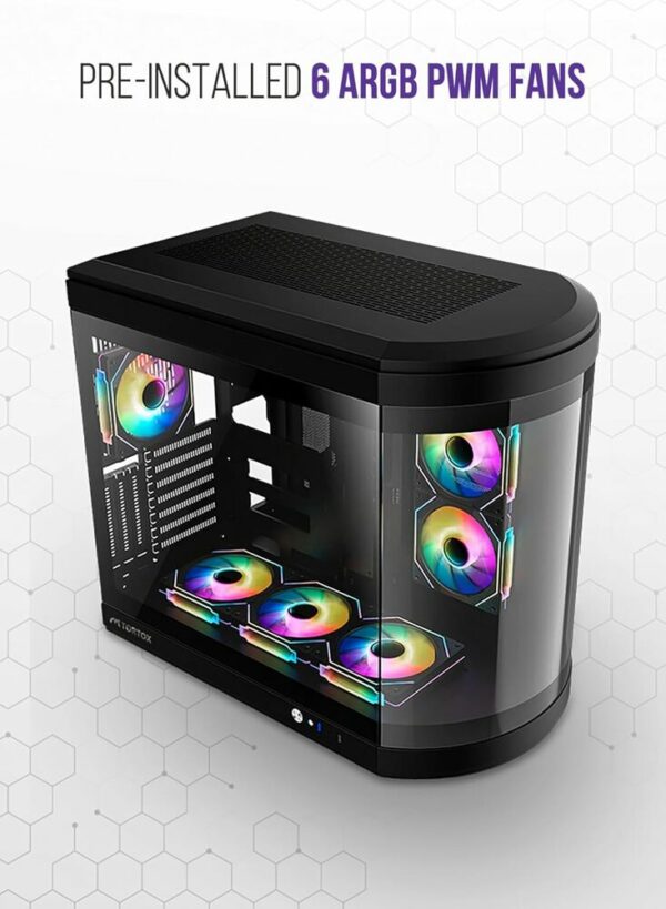 TORTOX VIDRIO ATX CASE WITH 6 ARGB FANS BLACK - Image 3