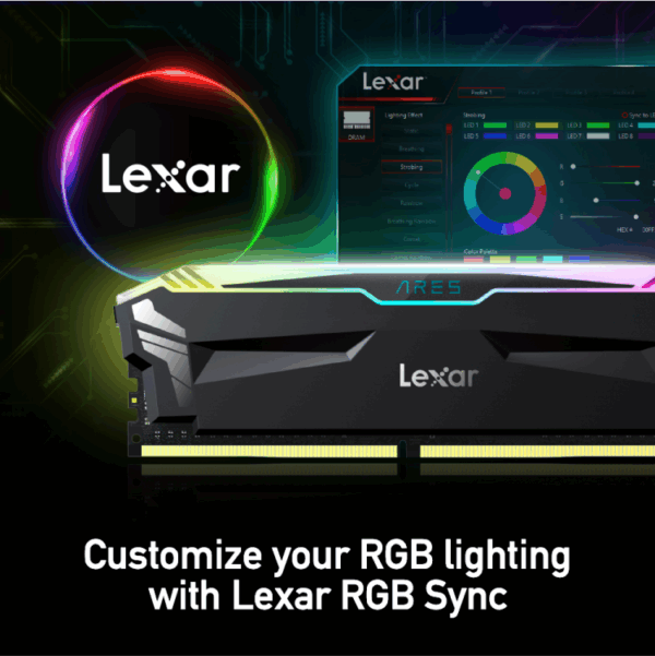 Lexar ARES RGB DDR4 3600MHz RAM – 32GB (2x16GB) – Black - Image 4