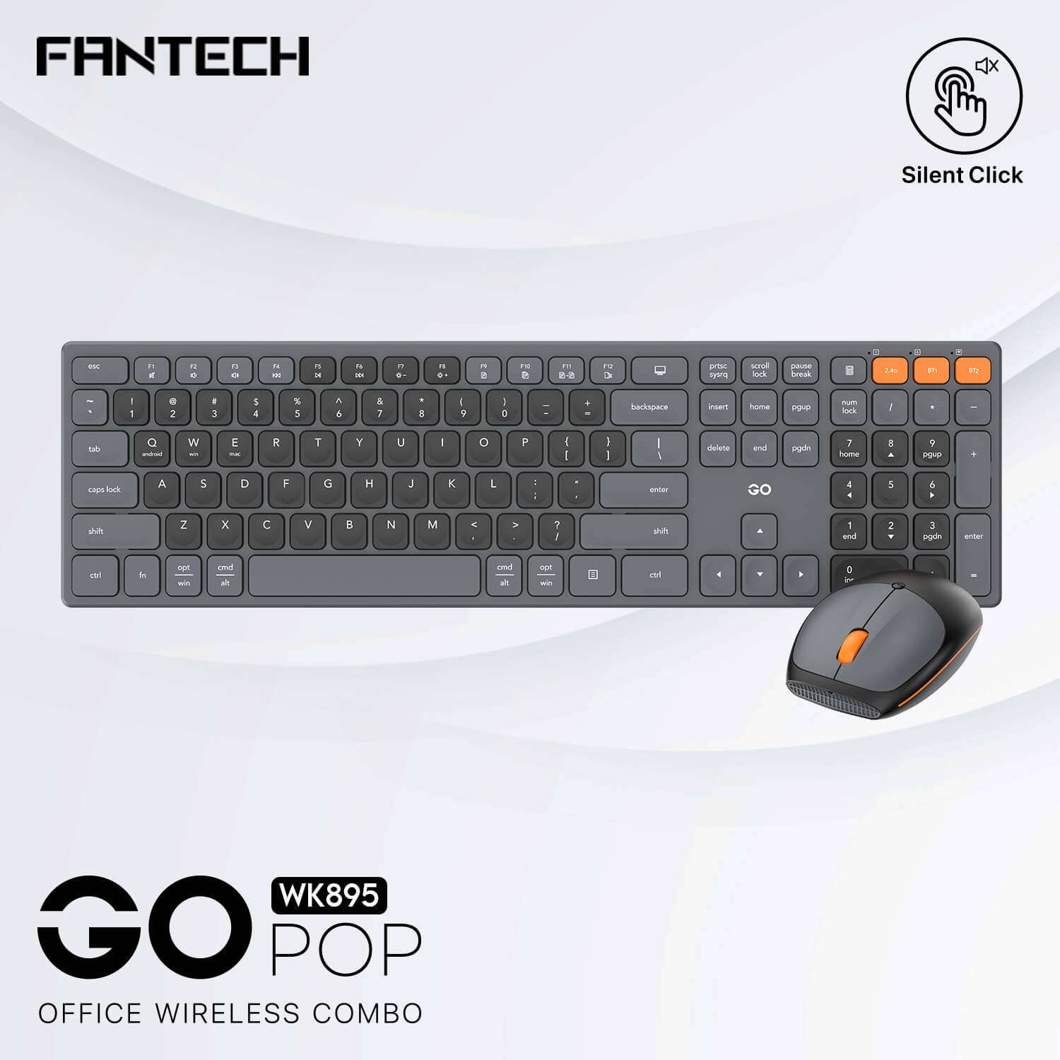 FANTECH WK895 GO Pop Wireless Keyboard & Mouse Combo | Black, Arabic ...