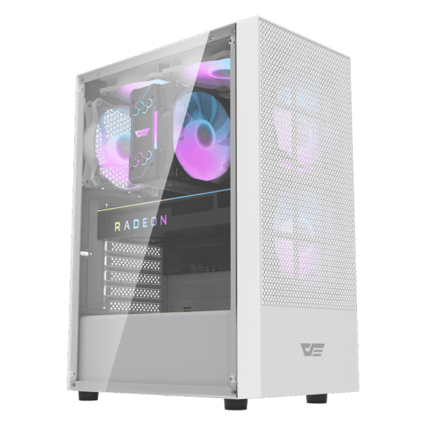 DARKFLASH A290 White ATX Case | Tempered Glass | 3 Pre-Installed ARGB Fans - Image 2