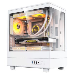 DarkFlash DB330M White Micro-ATX PC Case | Compact Gaming Case with Tempered Glass