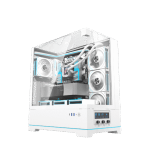 DARKFLASH DY450 White ATX Case | Tempered Glass | 4 Pre-Installed Cyan Fans