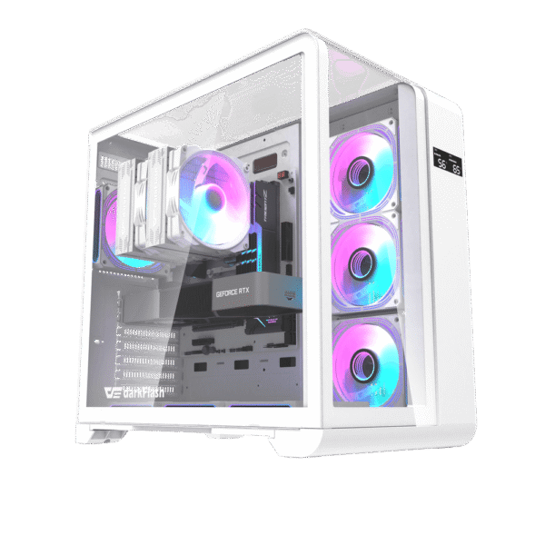 DarkFlash L280 ATX PC Case | Tempered Glass | High-Airflow Design | White
