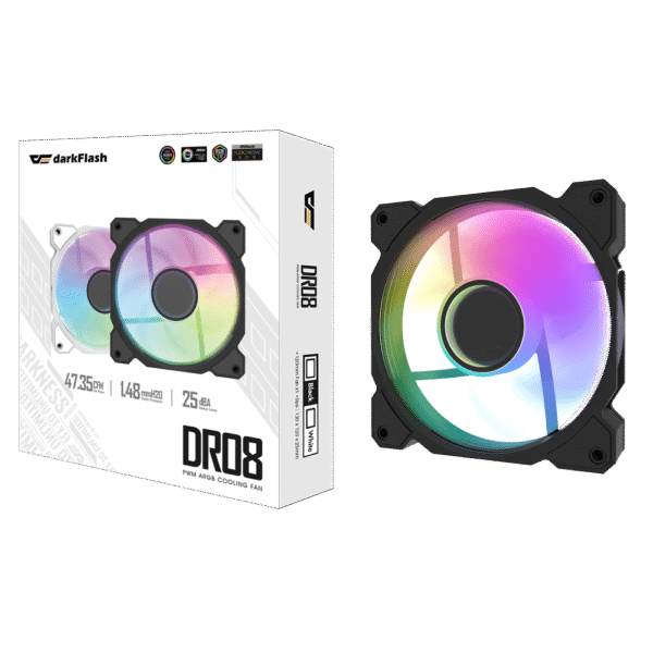 DarkFlash DR08 Single Black Case Fan | High-Performance Cooling