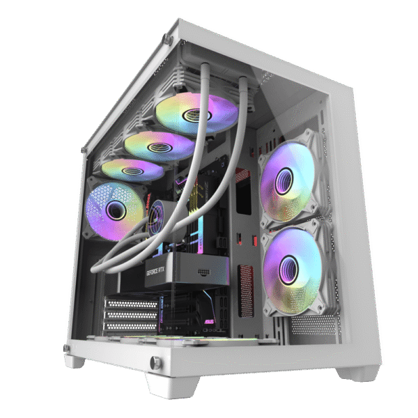 AIGO C285P ATX Case | Tempered Glass | White | High Airflow - Image 2