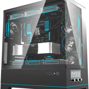 DARKFLASH DY451 Black ATX Case | Tempered Glass | 4 Pre-Installed Cyan Fans