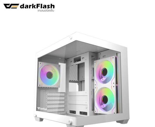 DarkFlash D275M White Micro-ATX Case with 3 ARGB Fans | Gaming PC Case