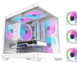 DarkFlash D275M White M-ATX Case with 3×ARGB Fans | Compact Gaming PC Case