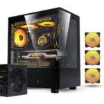 DarkFlash DB330M Black M-ATX PC Case with 3×CL6 Fans + AE650 PSU | Compact Gaming Case
