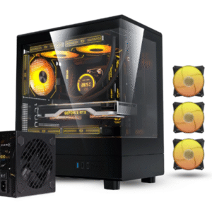 DarkFlash DB330M Black M-ATX PC Case with 3×CL6 Fans + AE650 PSU | Compact Gaming Case