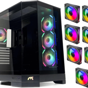 TORTOX PRISM Triple Glass PC Case | Black with 7 ARGB Fans | High-Airflow Gaming