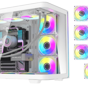 TORTOX CURVO V2 ATX PC Case | White | High-Airflow Gaming