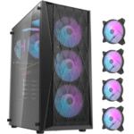 DK352 Mesh Black ATX PC Case | High Airflow | Tempered Glass 4 ARGB