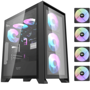 DarkFlash DRX70 ATX Case Black | Tempered Glass | 4 Pre-Installed ARGB Fans