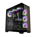 DARK Flash DS900 ARGB PC Case | Curved Glass & RGB Lighting | Black Wood