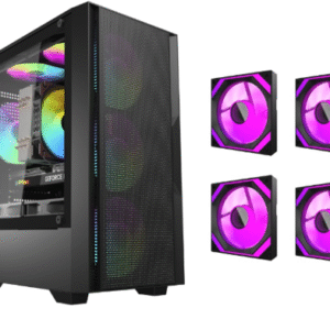 DarkFlash C195 Mesh Black ATX Mid-Tower Case | High-Airflow Gaming PC Case with Tempered Glass