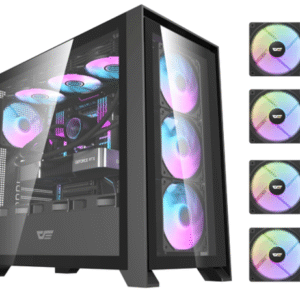 DarkFlash DRX90 ATX Case Black | Tempered Glass | 4 Pre-Installed ARGB Fans