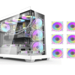 DARKFLASH DS900 White ATX Case | Tempered Glass | 6 Pre-Installed ARGB Fans