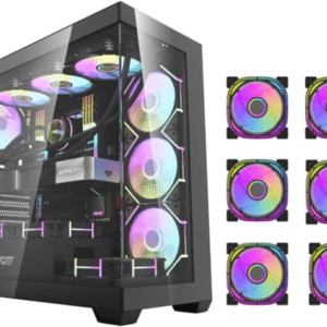 DARKFLASH DS900 Black ATX Case | Tempered Glass | 6 Pre-Installed ARGB Fans