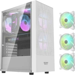 DARKFLASH A290 White ATX Case | Tempered Glass | 3 Pre-Installed ARGB Fans