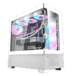 DS900 Wood AIR PC Case | High-Airflow Curved Glass | White