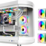 TORTOX VIDRIO ATX PC Case | White with 6 ARGB Fans | High-Airflow Gaming