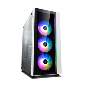 DEEPCOOL MATREXX 55 V3 White ATX Mid-Tower PC Case – 3× Pre-Installed RGB Fans, Tempered Glass