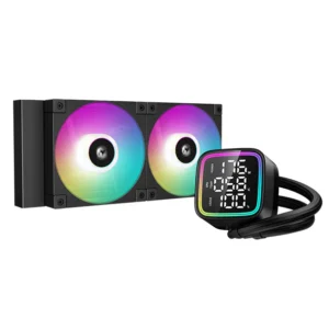 DEEPCOOL LD240 White Digital A-RGB AIO Liquid CPU Cooler – 240mm Radiator with LED Digital Display