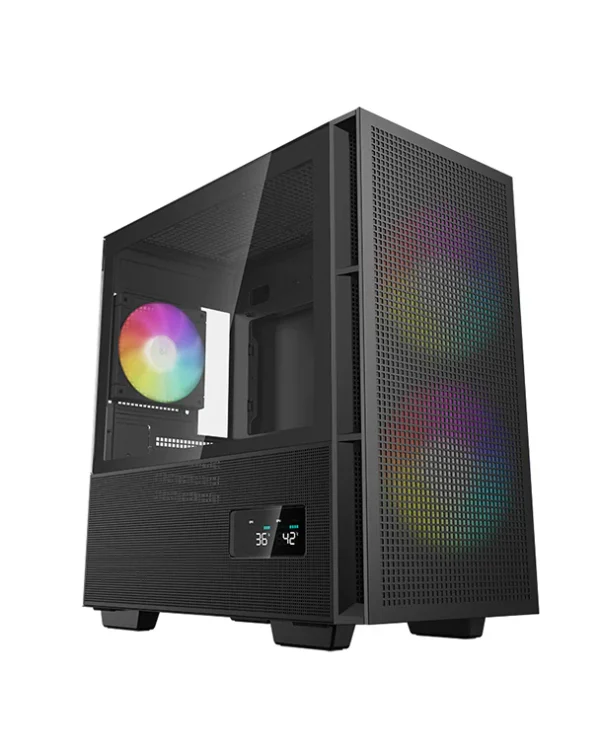 DEEPCOOL CH360 Digital M-ATX 3F RGB Black PC Case – Compact Gaming Chassis