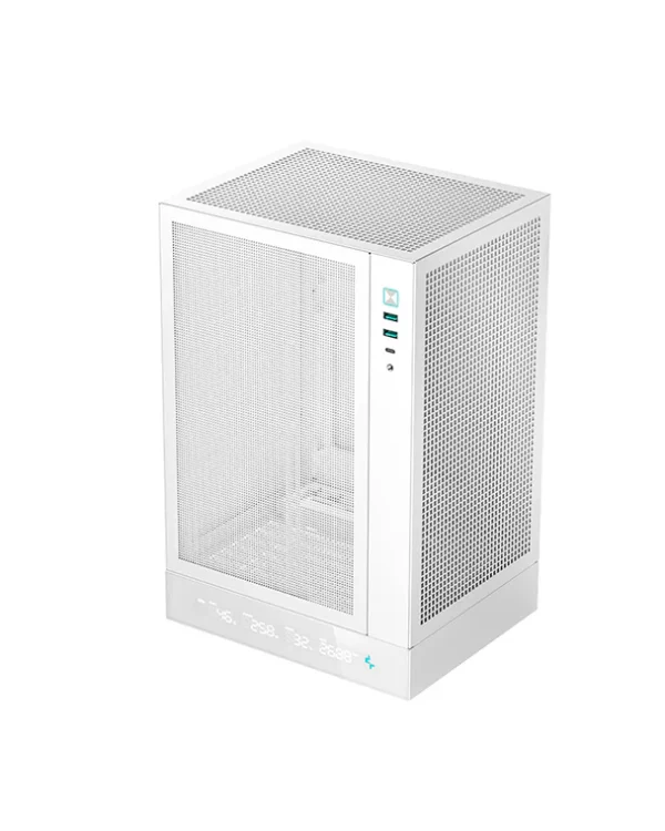 DEEPCOOL CH170 Digital Portable High-Airflow M-ITX White PC Case – Compact Gaming Chassis