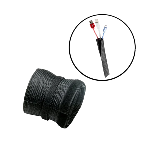 GAMEON GO-5374 Flexible Cable Wrap Sleeve with Hook & Loop Fastener – Black, 85mm Width