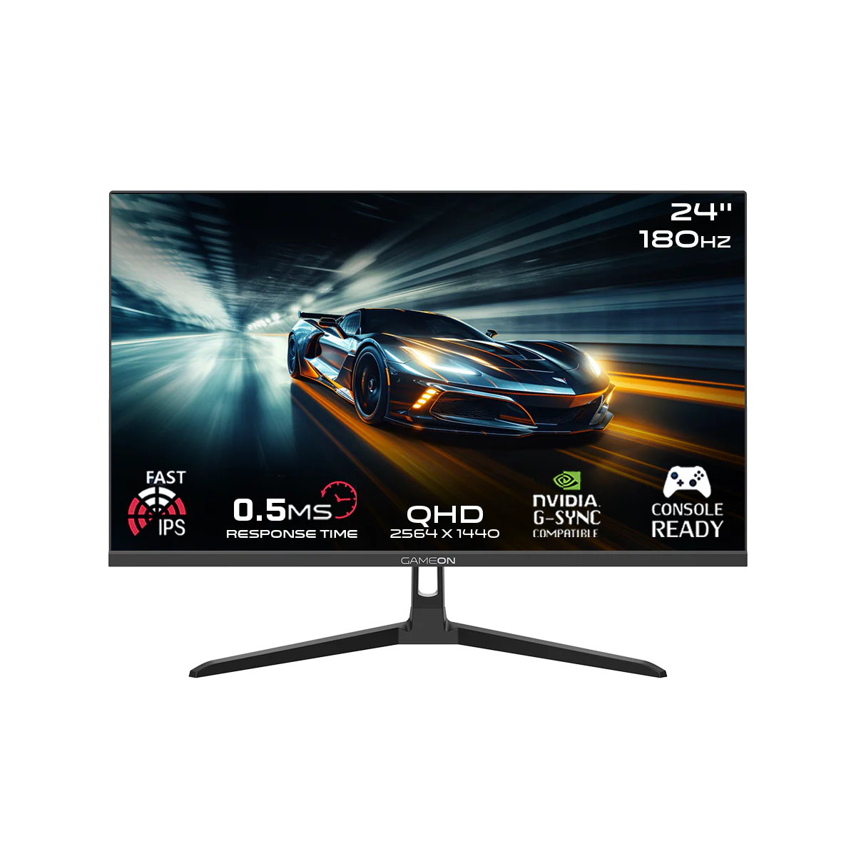 GAMEON GOAE24QHD180IPS 24" QHD Gaming Monitor – 180Hz, 0.5ms, IPS Panel, HDR10, HDMI 2.1, Built-in Speakers – Black