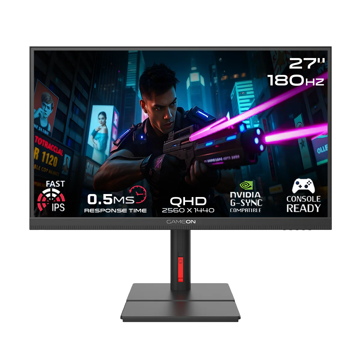 GAMEON GOML27QHD180IPS Midnight Signature 27" QHD Mini LED Gaming Monitor – 180Hz, 0.5ms MPRT, Fast IPS, HDMI 2.1, PS5 Support – Black