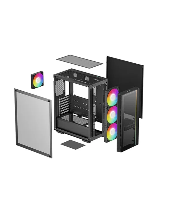DEEPCOOL MATREXX 55 V4 TG ATX Mid-Tower PC Case – 4× Pre-Installed RGB Fans, Tempered Glass, USB Type-C - Image 4