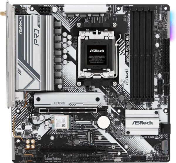 ASRock B650M Pro RS WiFi | AMD AM5 Micro-ATX Motherboard with DDR5, PCIe 5.0 & Wireless Connectivity - Image 2