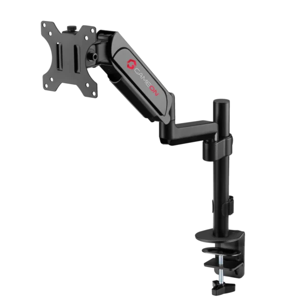 GAMEON GO-3363 Pole-Mounted Gas Spring Single Monitor Arm – Black, Adjustable Stand for 17"–32" Screens