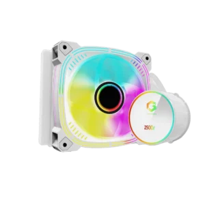 GAMEON Tupolev 120mm Liquid CPU Cooler – White, RGB, High-Speed Pump, Durable Teflon Tube