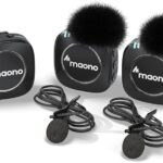 MAONO AU-WM820A2 Dual Wireless Lavalier Microphone System | 2.4GHz | Real-Time Monitoring & 22-Level Gain