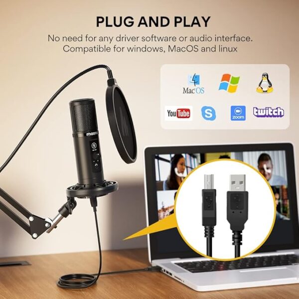 MAONO AU-PM422 USB Condenser Microphone | Professional Podcast & Streaming Mic Kit - Image 2