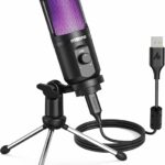 MAONO AU-PM461TR RGB USB Gaming Microphone | Mic Gain Control | Black