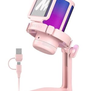 MAONO DM20 GamerWave USB Condenser Gaming Microphone | RGB Lighting | Pink