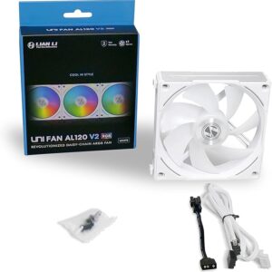 LIAN LI UNI FAN AL120 V2 120mm White (3-Pack) – High-Performance aRGB PWM Case Fans