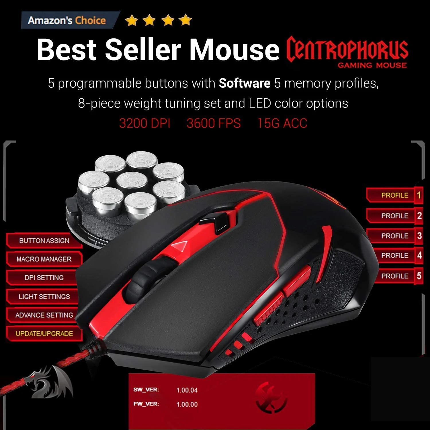Redragon 4-in-1 Gaming Combo – K552-2 Mechanical Keyboard, M601 Mouse, H120 Headset, P001 Mouse Pad with Adapter - Image 2
