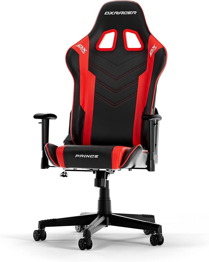 DXRacer P132 Prince Series Gaming Chair | Ergonomic High-Back | Black/Red