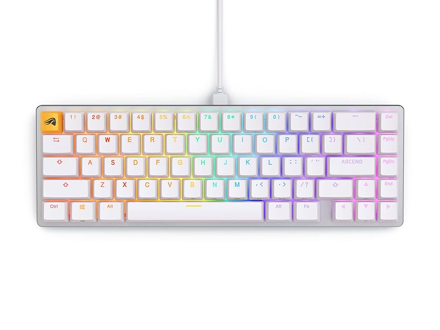Glorious GMMK V2 65% Barebones Mechanical Keyboard – White | Hot-Swappable Compact Gaming Keyboard