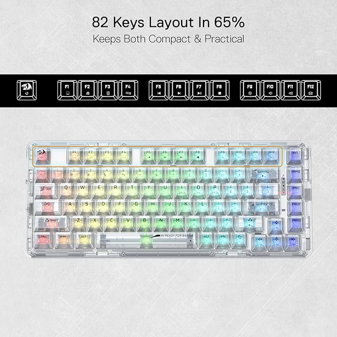 Redragon K649CT-RGB-PRO ELF Pro Wireless & Wired Gaming Keyboard – Compact, RGB Backlight - Image 4